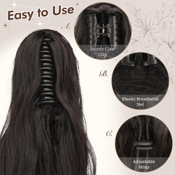 Synthetic Ponytail Extensions Long Wavy Clip-in Hairpiece for Women 20\